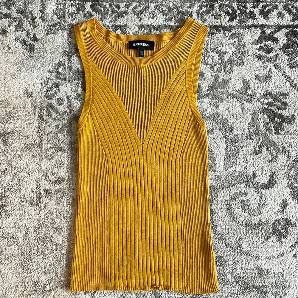 Mustard Yellow Express Ribbed Sweater Tank XXS
